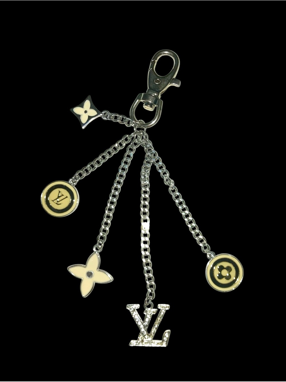 LV Silver & Creme Upcycled Purse Charm